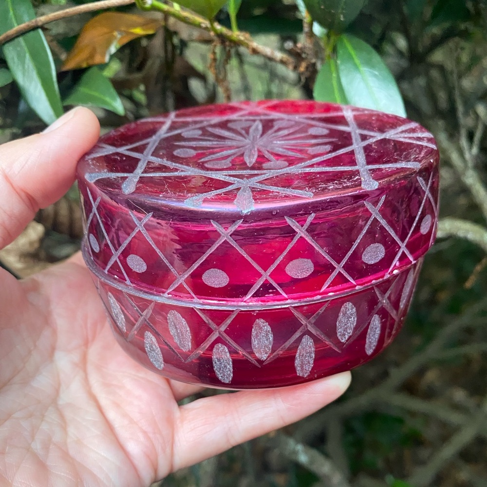 Cranberry-Red Glass Jewelry Box